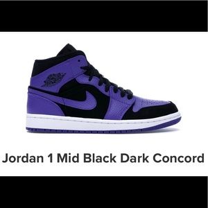 Jordan 1 Mid Black Dark Concord